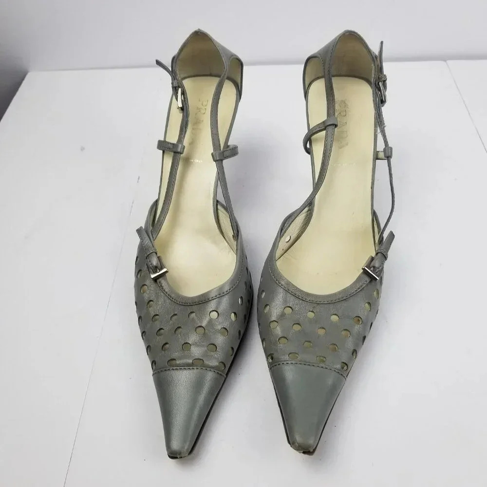 Prada Gray Women's Heels - Picture 2 of 11